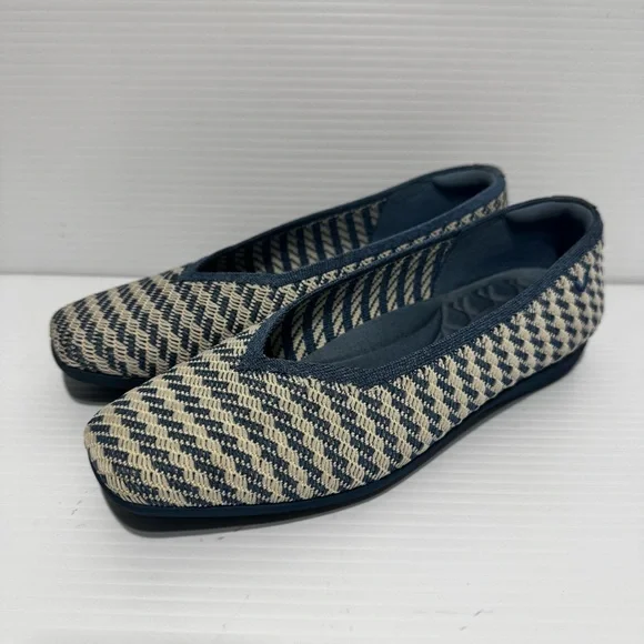 Vivaia Margot Light Blue Square Toes Knit Flats Size 37.5 - Picture 2 of 12